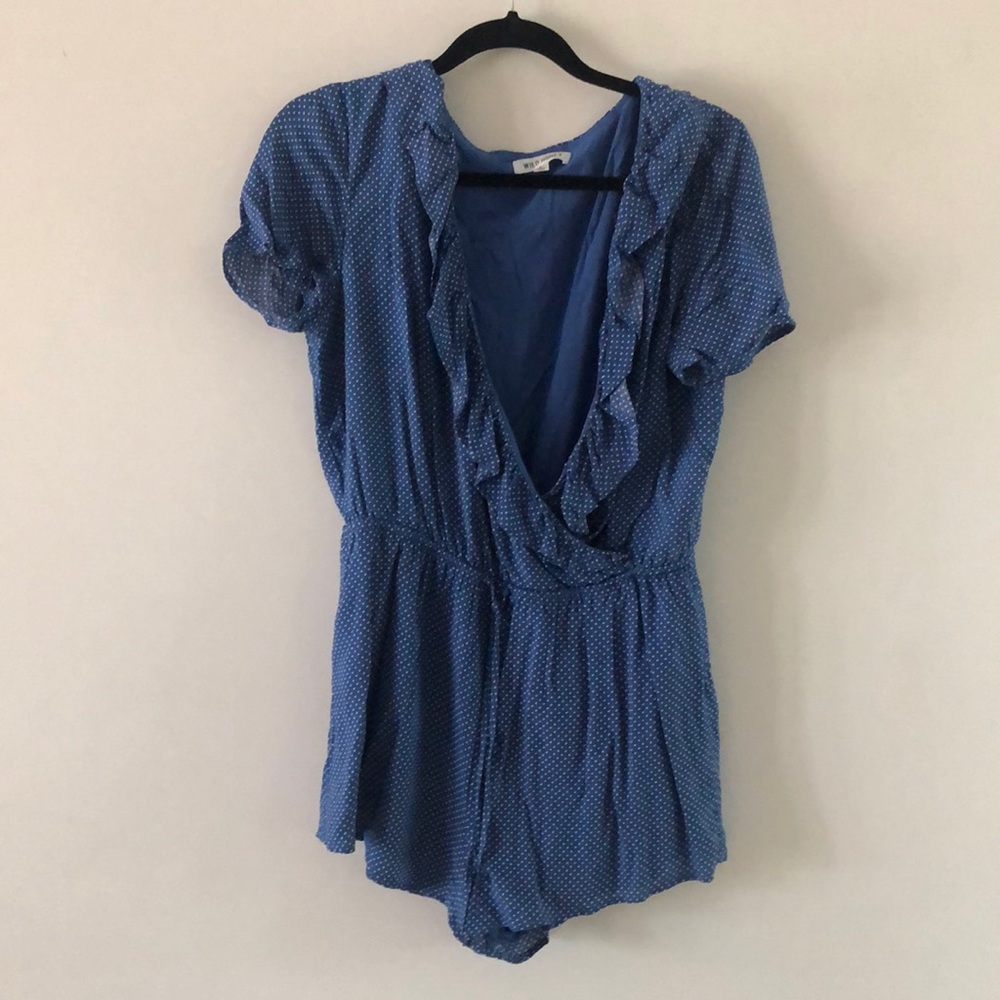Navy blue polka dot romper